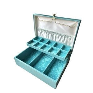 Vintage‎ Lady Buxton Turquoise Jewelry Box – Mid Century Vanity Storage